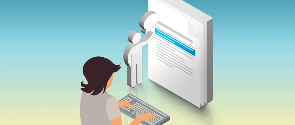 The project's illustration on its Knight Lab Studio page: a writer at a keyboard, a figure at a tall page speaking a suggestion into it